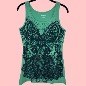 emerald butterfly print tank